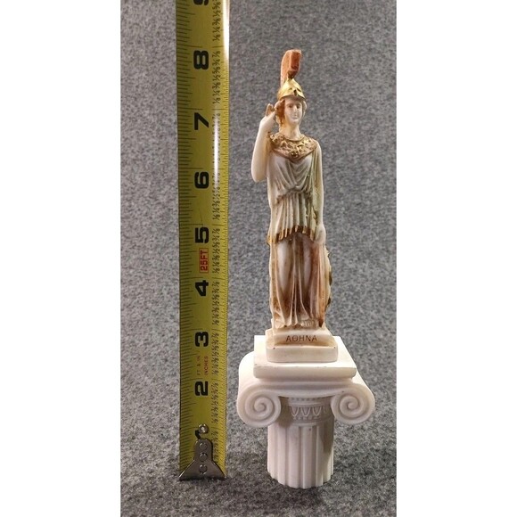 Athena Athene Greek Goddess of Wisdom Warfare Handicraft Statute Alabaster 10" - Picture 3 of 16
